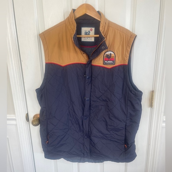 Rural Cloth Other - Rural Cloth XXl Mens Navy Tan Nylon Outdoor Vest Quilted Rugged